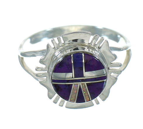 Magenta Turquoise Opal Genuine Sterling Silver Southwestern Ring Size 7-1/2 QX81489